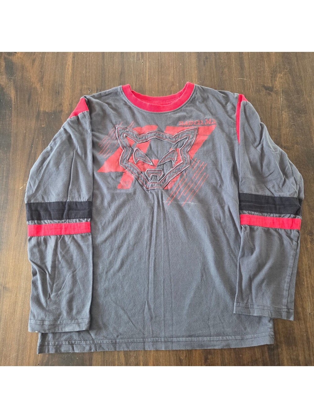 Red by Empyre Grey and Red Long Sleeve Graphic Shirt